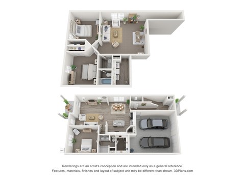 Floor plan for 3 beds, 2.5 baths, 2012 sqft